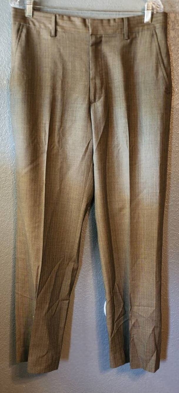 Banana Republic Mens Modern Fit Wool Blend Gray with Blue Pin Stripes Size 34/32